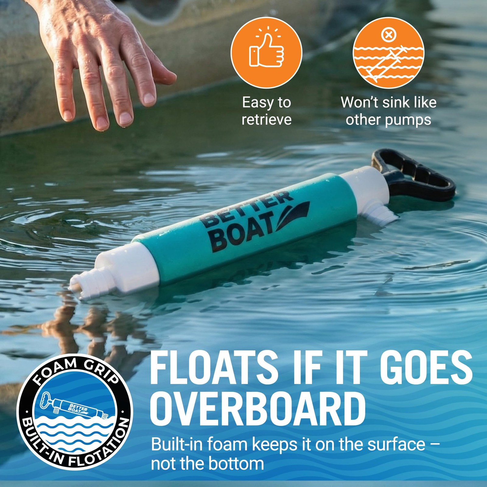 Manual Bilge Pump for Kayak Canoe Dinghy, Handheld Siphon Bailer with 24 Blue