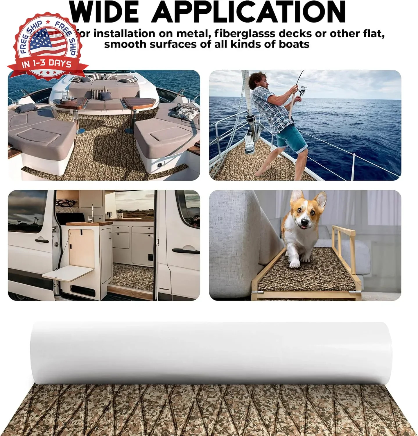 FOCEAN EVA Foam Boat Flooring, Sea Vinyl Decking Camo Deck Mats with self Adhesi