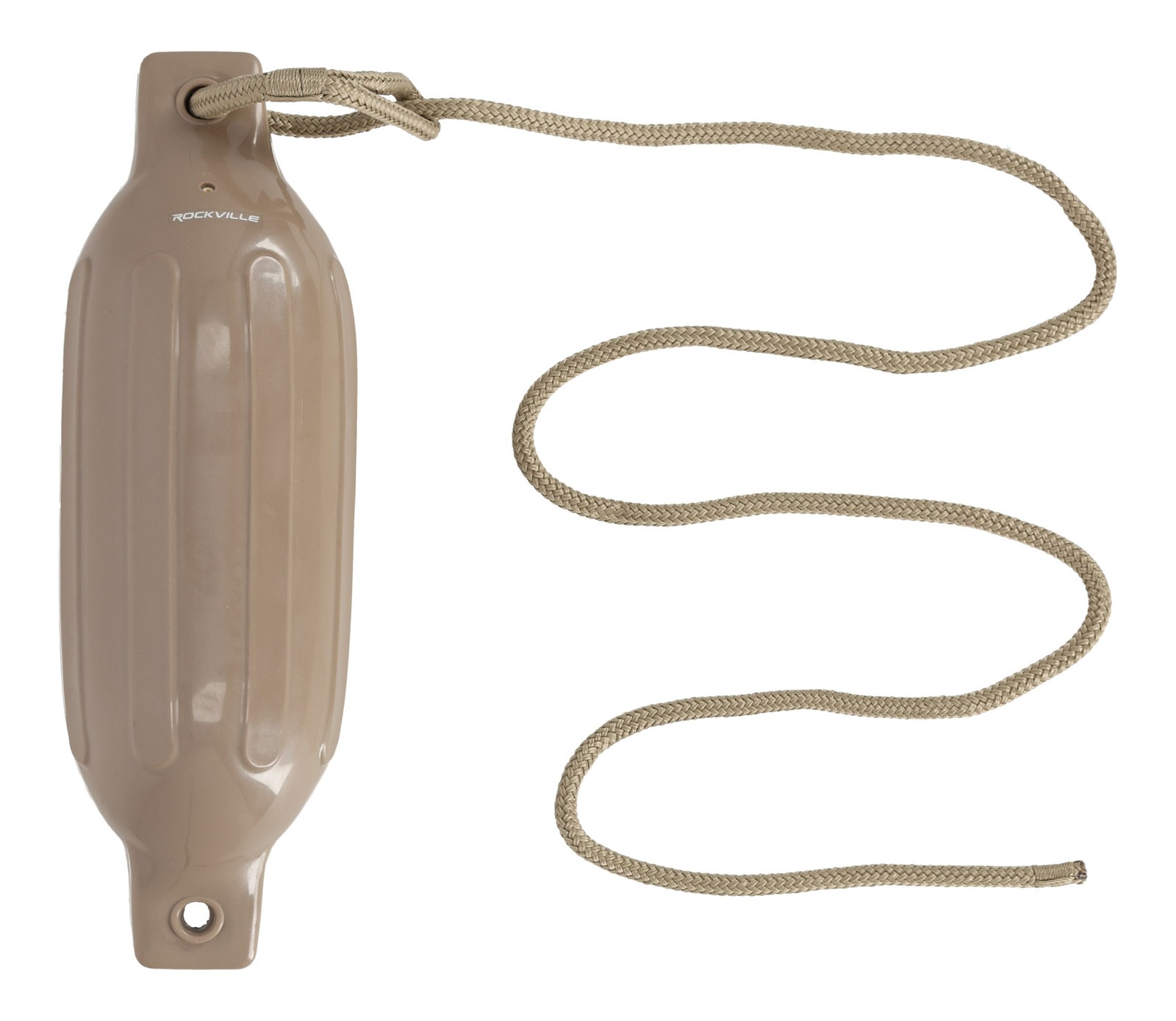 Rockville FEN445-SAND Boat Fender Package 4 Bumpers 4.5″x16″, 4 Lines + Pump