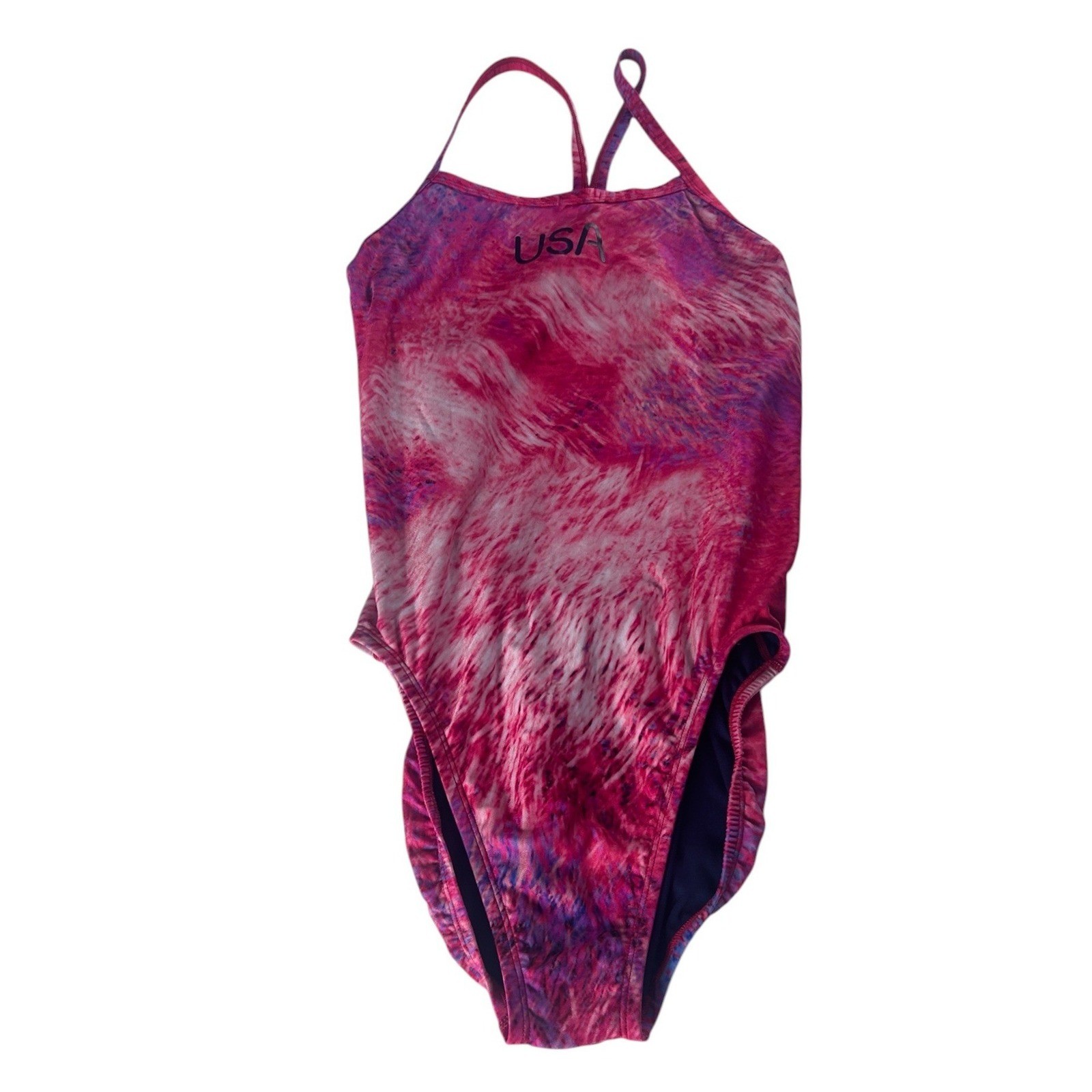Nike Hydrastrong USA Olympic Team One Piece Swimsuit Pink Marble NESSE034 Sz 38