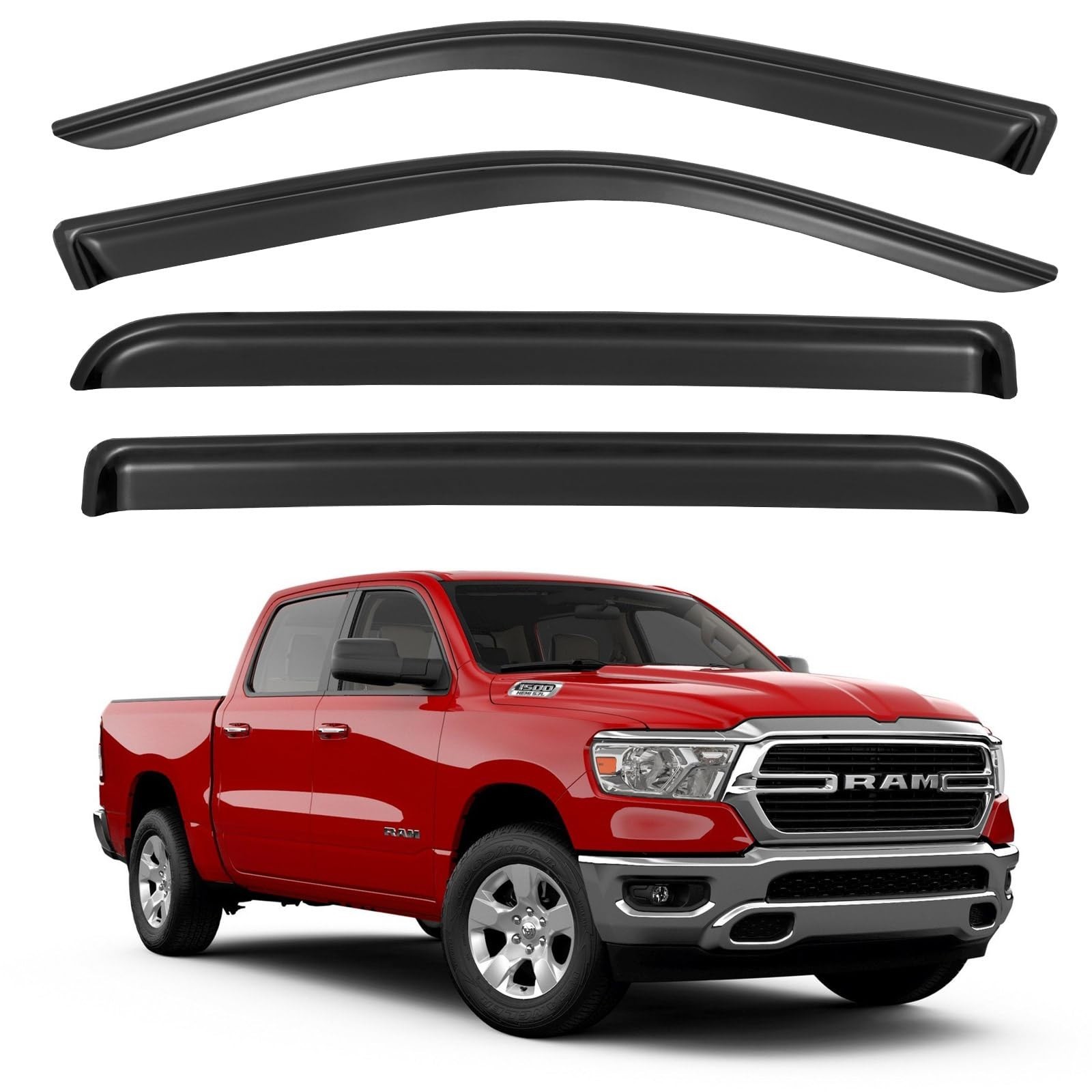 Window Visors Rain Guards for 2019-2026 Dodge Ram 1500 Crew Cab (New Body Sty…