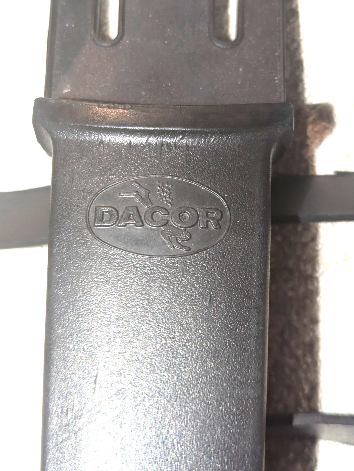 Vintage Dacor Stainless Steel Scuba Diving Knife w/ Rubber Leg Sheath Japan Red