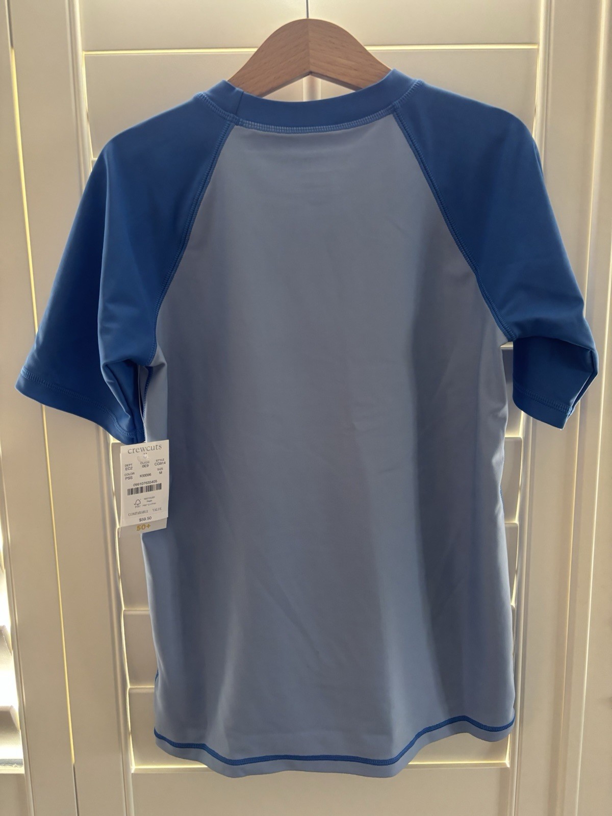 CrewCuts Short Sleeve Rash Guard Size Medium 8-9, Blue Gray- JCrew NEW w/ tags!