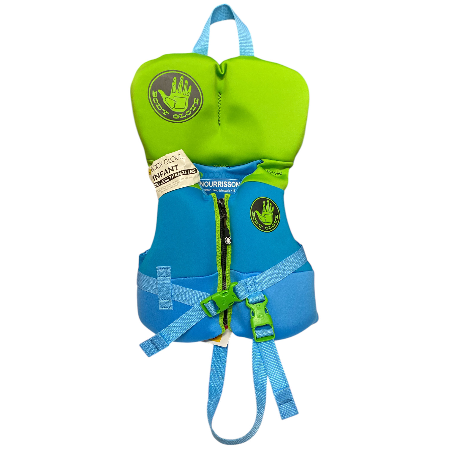 Body Glove Boy’s Infant PFD Life Jacket, Less than 30 lbs, Blue/Green
