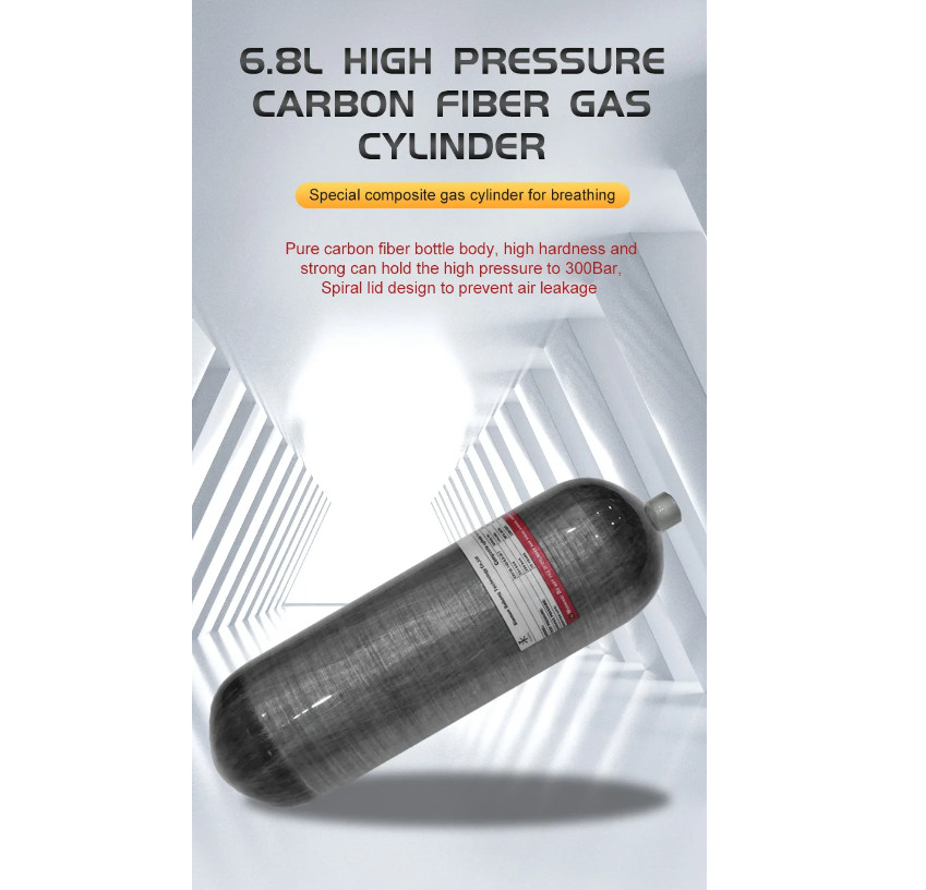 6.8L Carbon Fiber Cylinder HPA Tank Fill Station Regulator Scuba Diving 4500PSI