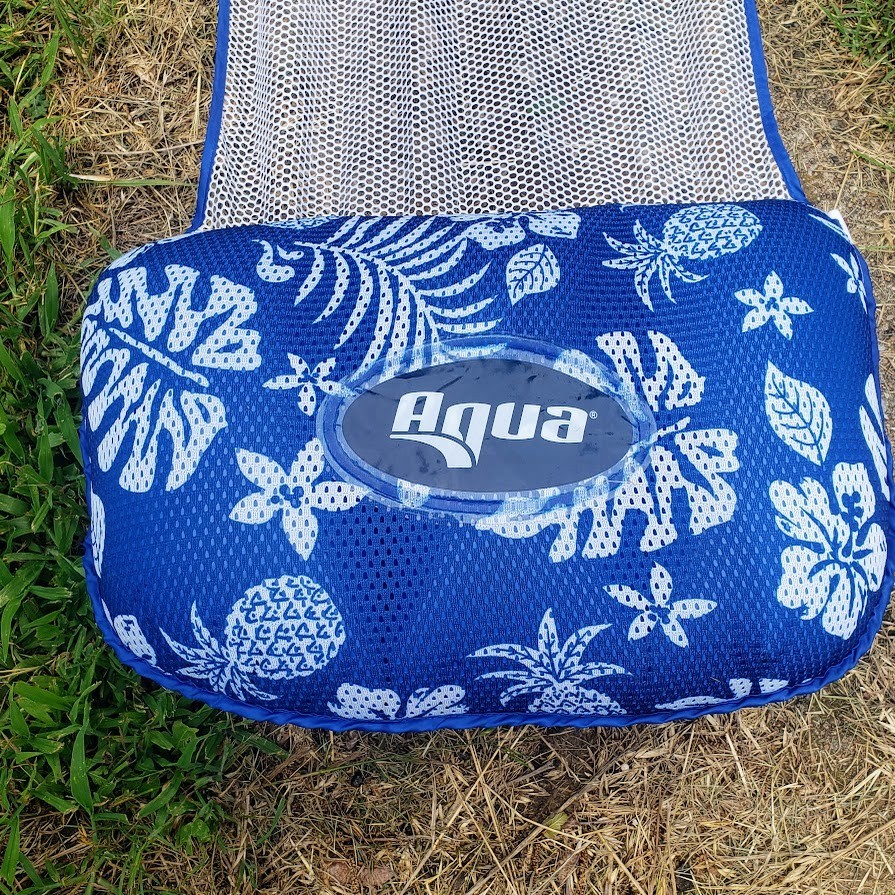 Aqua 3-in-1 Pool Float Lounge Chair Inflate Mesh Hammock Blue Floral Pineapple