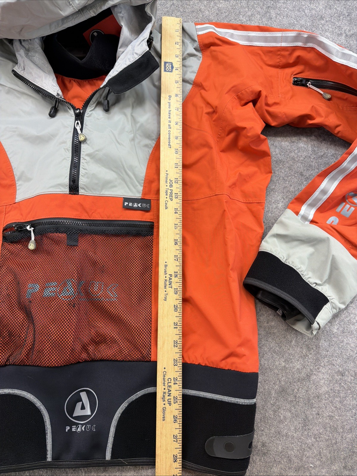 Peak X3 UK Whitewater Kayaking CagouleJacket Orange Grey Waterproof 1/2 Zip EUC
