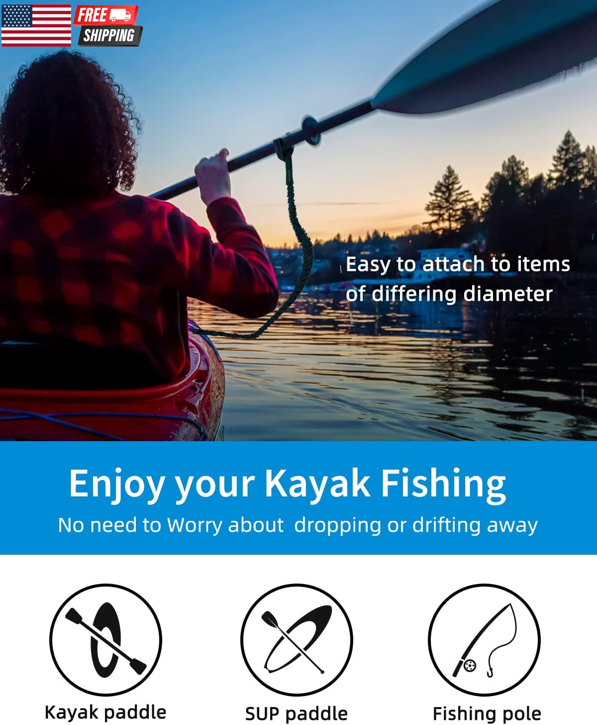 Kayak Paddle Leash Accessories for Kayaking Fishing Paddle Board | 4-7Ft Strecha