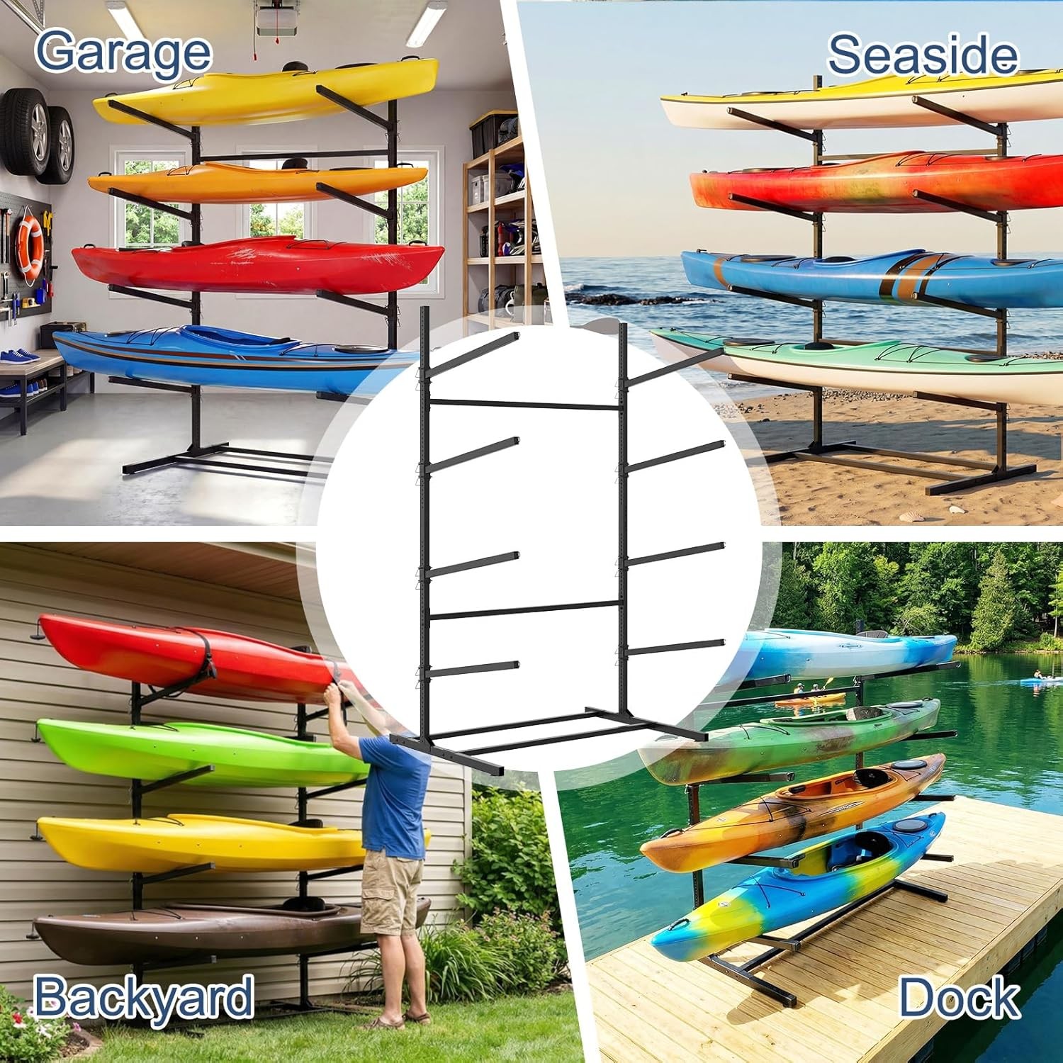 NAIZEA Kayak Storage Rack Freestanding Wall Mount 2 & 4 Tier Kayak Holder Stand