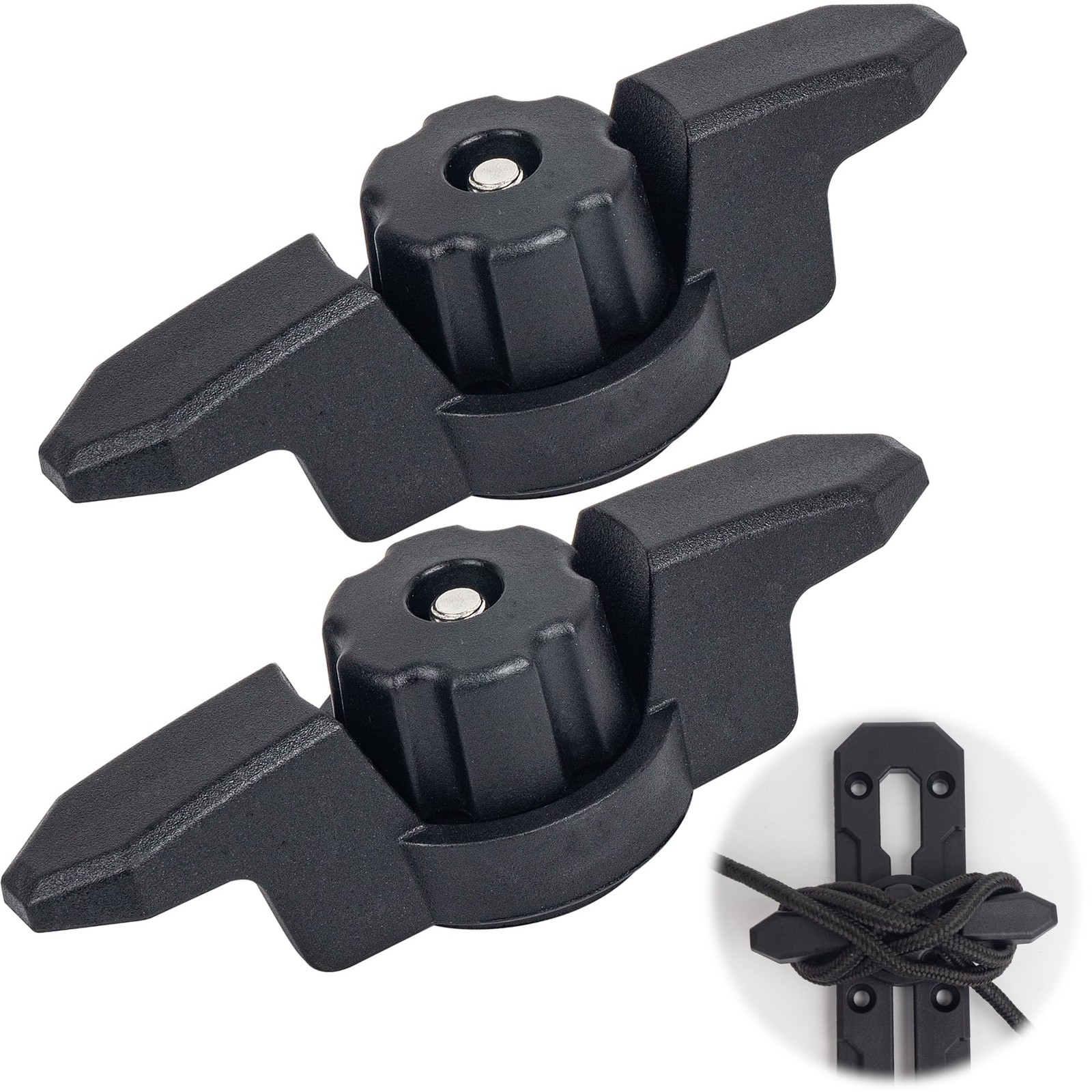 Omoojee Kayak Track Mount Anchor Cleat, Rope Cleat for 2 Pack, Black