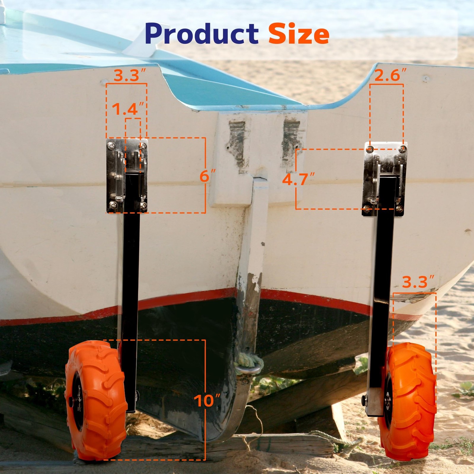 Boat Launching Wheels, 10″ Rubber Transom Launch Wheels with Stainless Steel …
