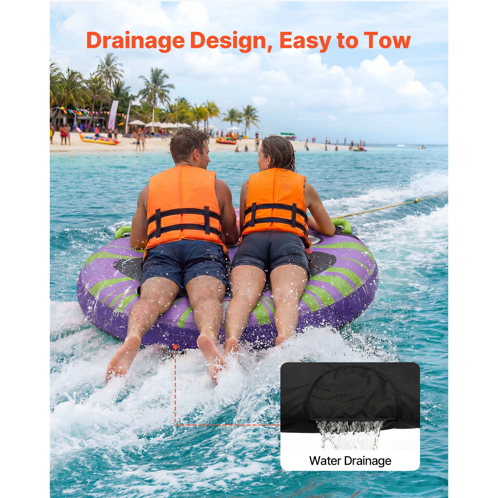 Uimoso Towable Tube for Boating 2-Person Inflatable Water Sport Towable Tube