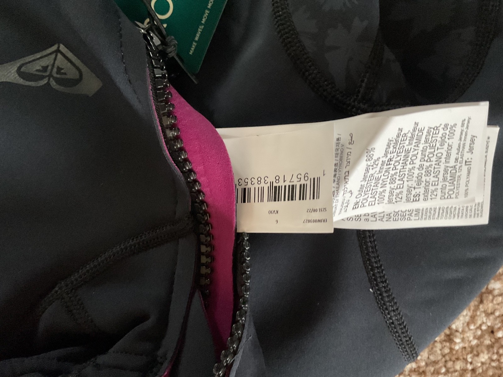 NWT Roxy Wetsuit Womens 1.0 Swell Paddle Hooded Jacket Surf Swim Black 1mm Sz 6