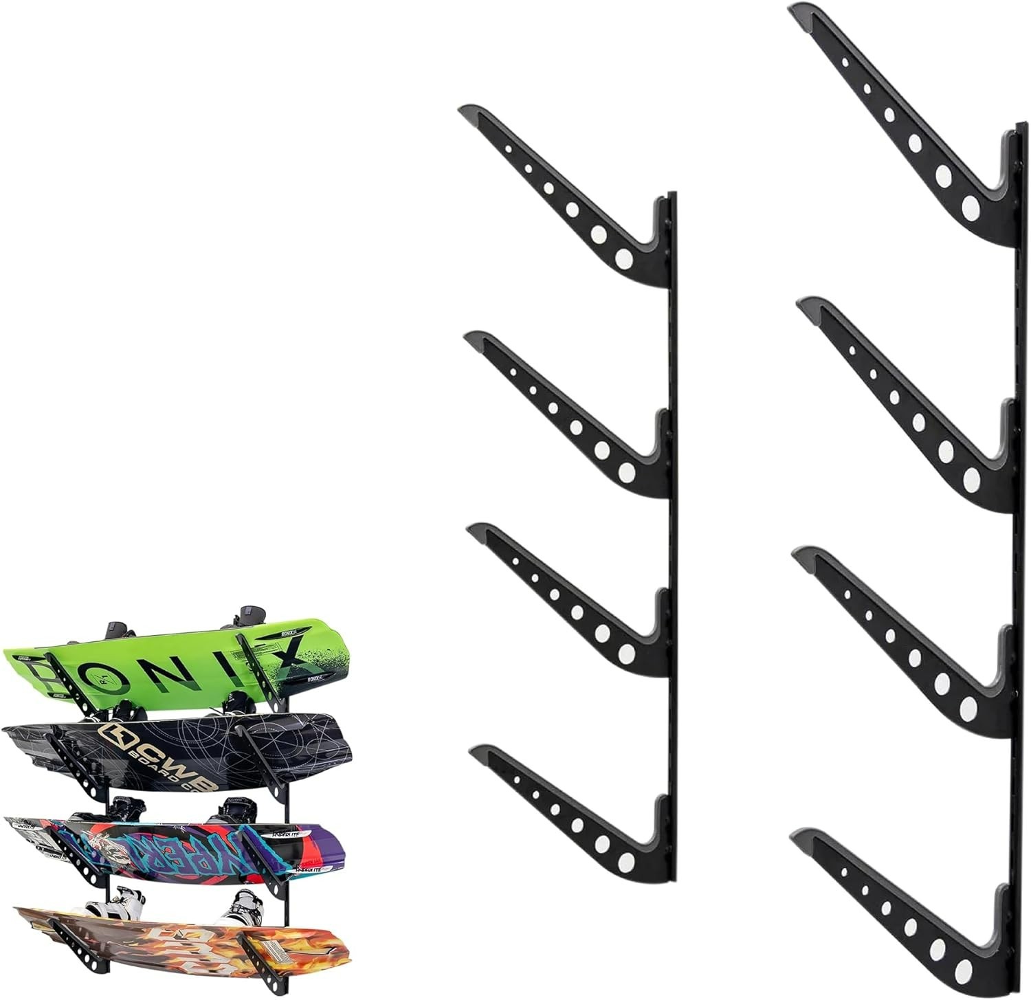 Adjustable 4-Level Wakeboard Wall Mount Rack 100lb Capacity Wakesurf Storage