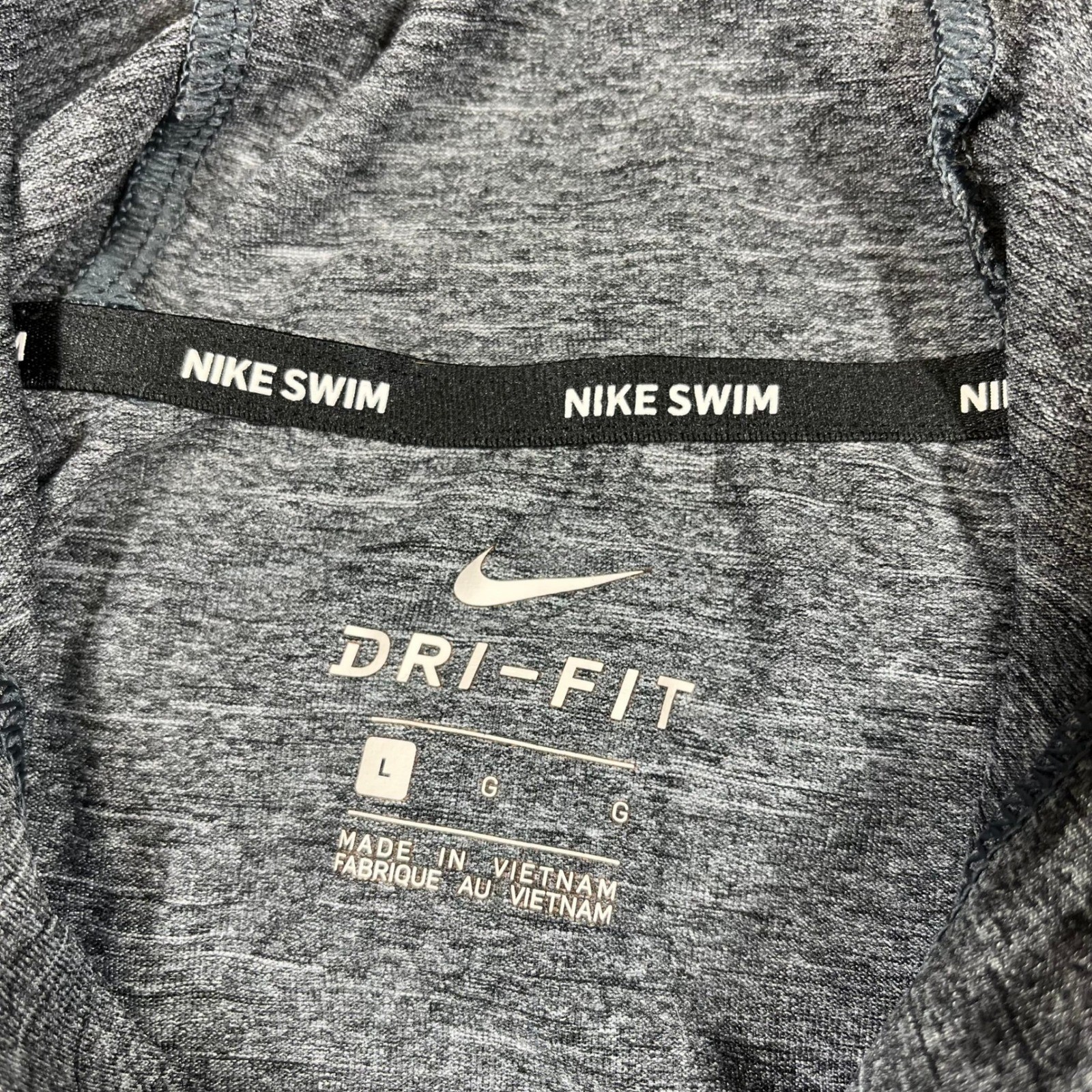 Nike Swim Mens Dri-FIT UPF 40+ Heathered Grey Hooded Rash Guard NESSB669 L