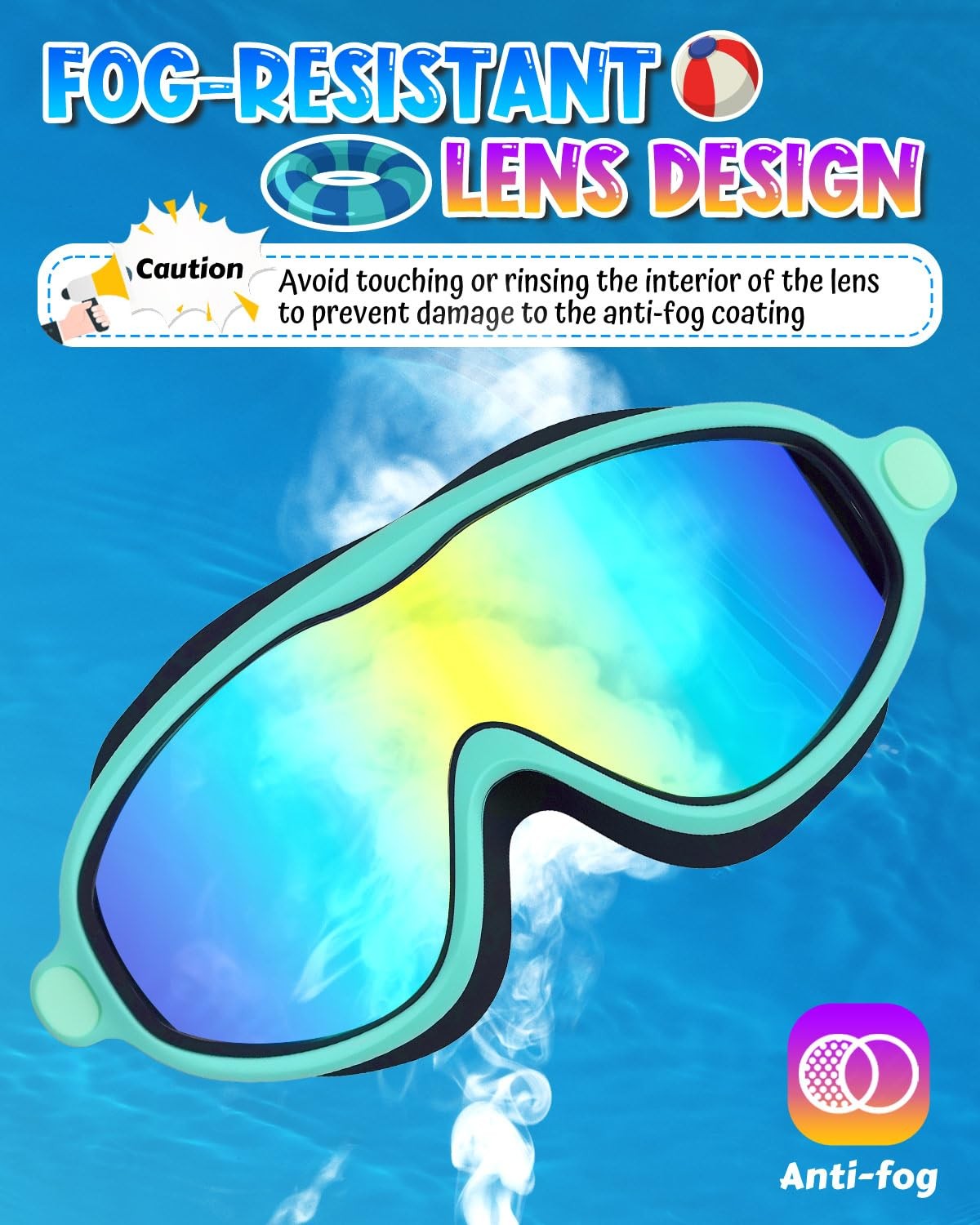 3-14 Years Kids Swimming Goggles 2 Pack Wide View Anti-Fog UV Protective