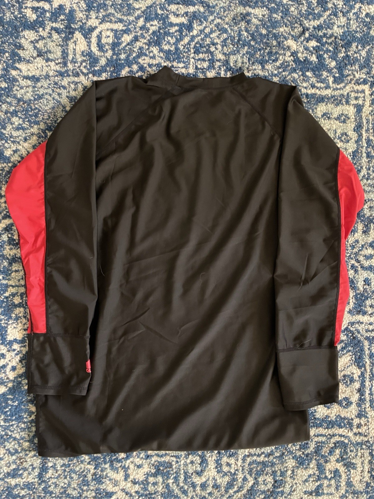 Quiksilver Long Sleeve Rash Guard Surf 🌊Paddle Swim Shirt Logo Red Black XXXL
