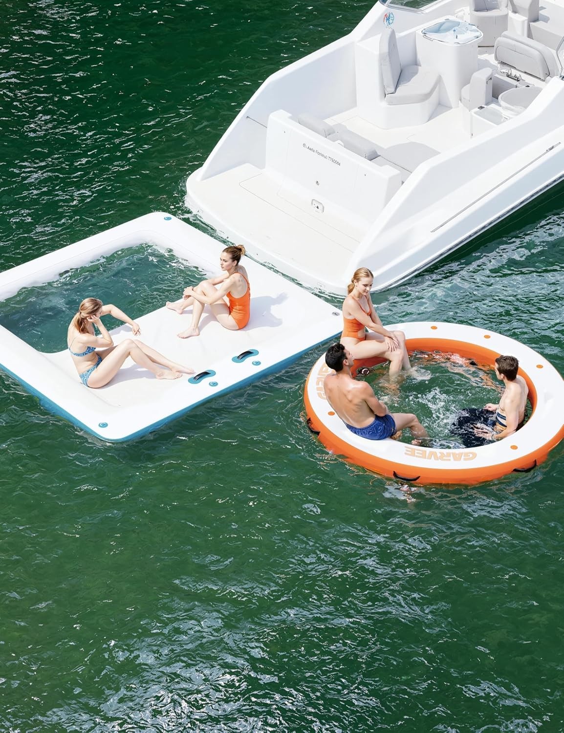 10x10FT Inflatable Floating Dock Floating Water Dock Raft Platform Mat w/Ladder