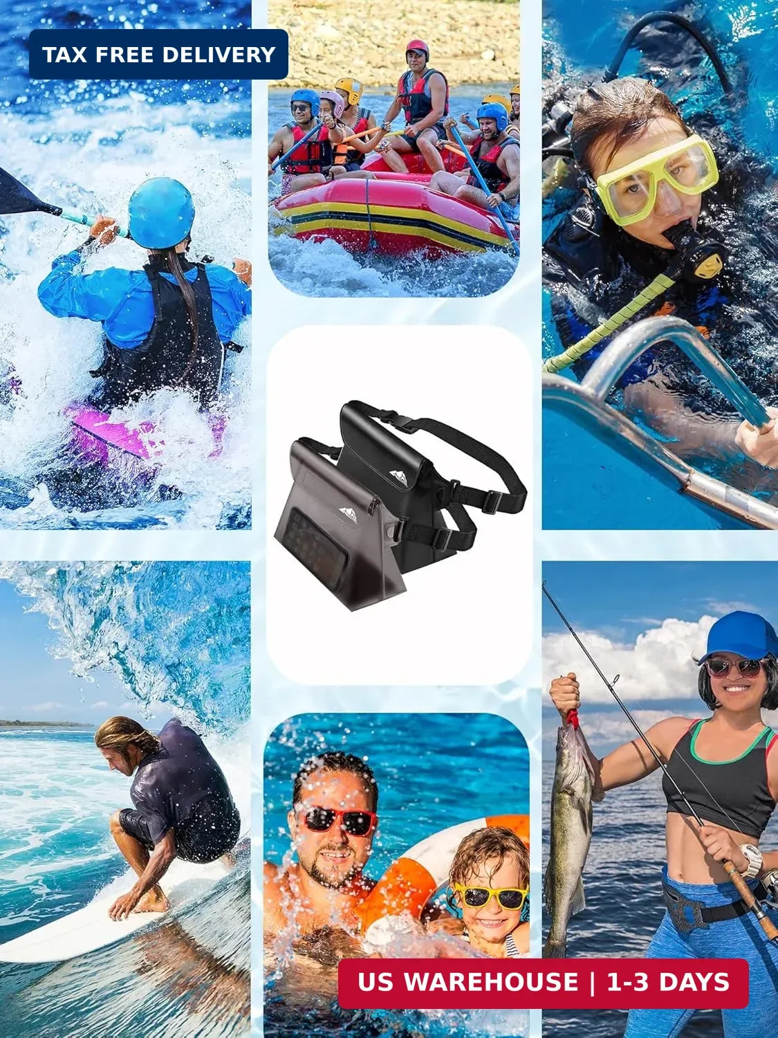 HEETA 2/3/4 Pack Waterproof Pouch with Waist Strap, Screen Touchable Dry Bag wit