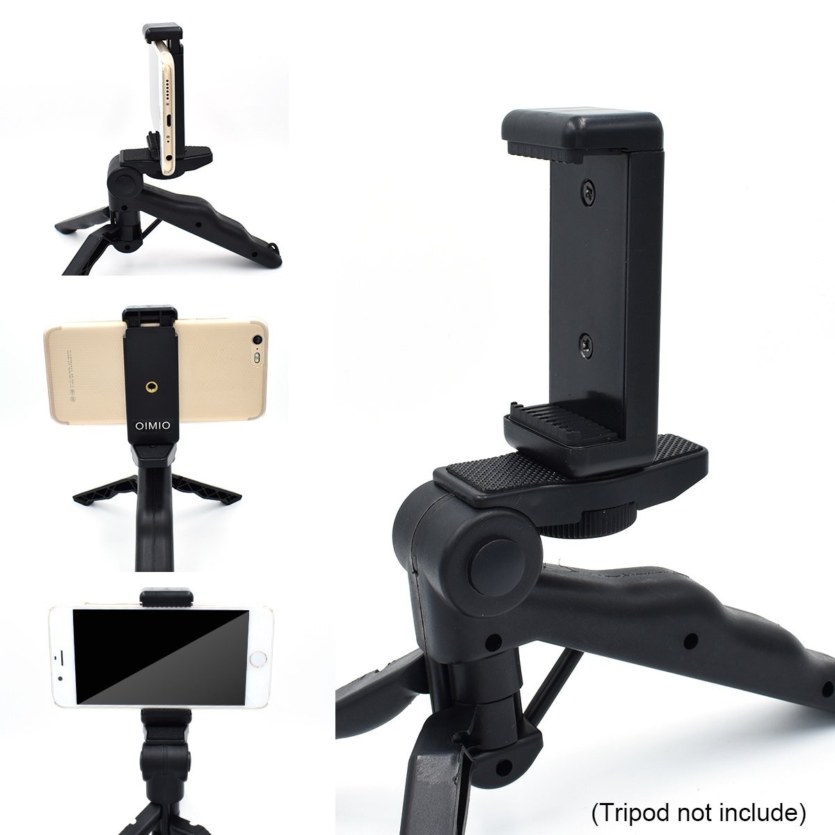 Universal Cell Phone Tripod Mount Adapter, OIMIO longer, 2pack black