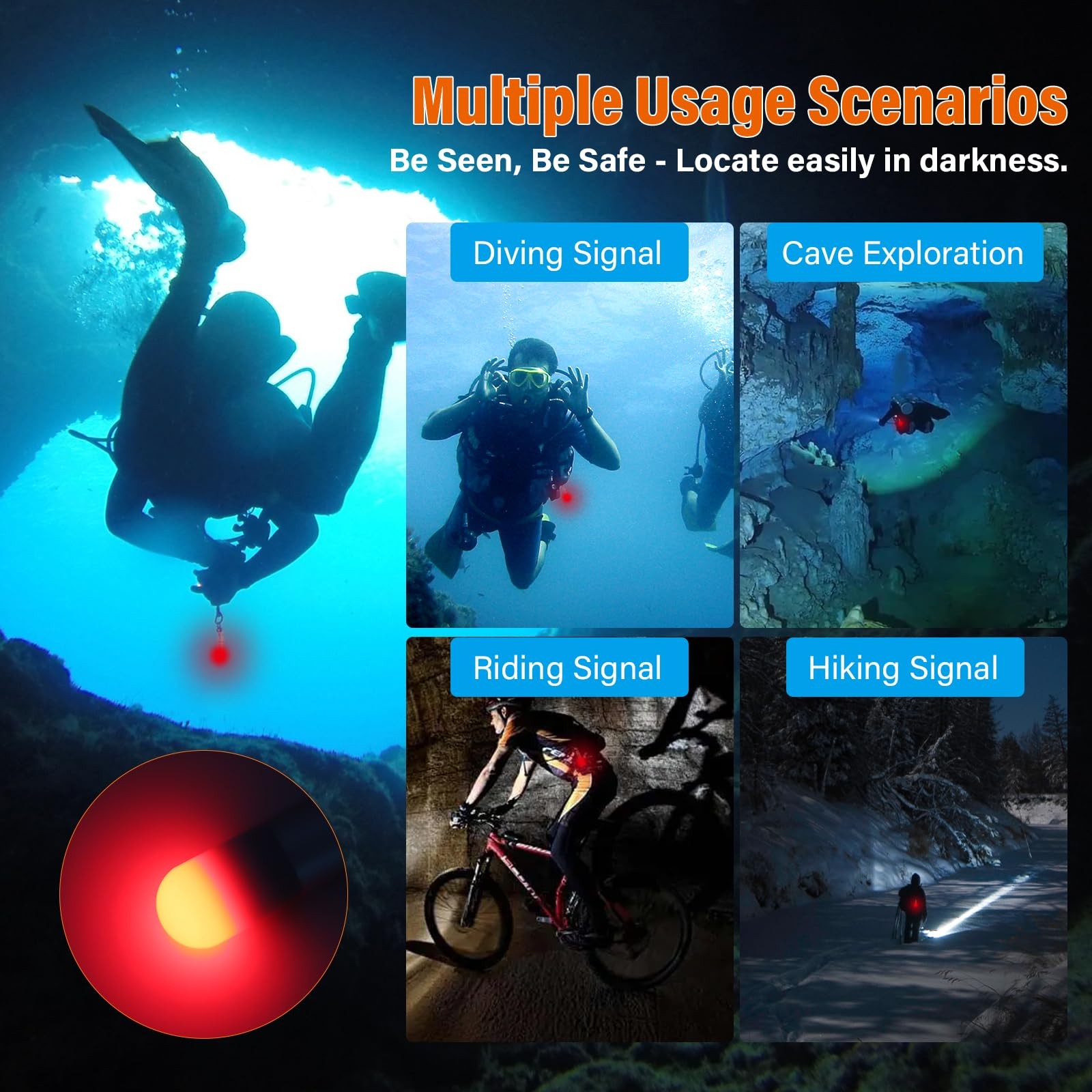 ORCATORCH SD01PRO Upgraded Bright Dive Signal Light, Beacon Mini Tank Marker …