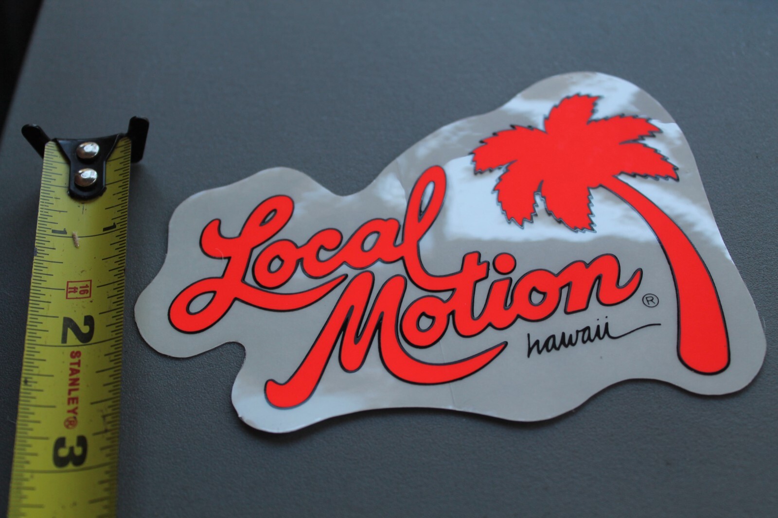LOCAL MOTION Hawaii Surfboard Clear Neon Orange LM3 80’s Vintage Surfing STICKER