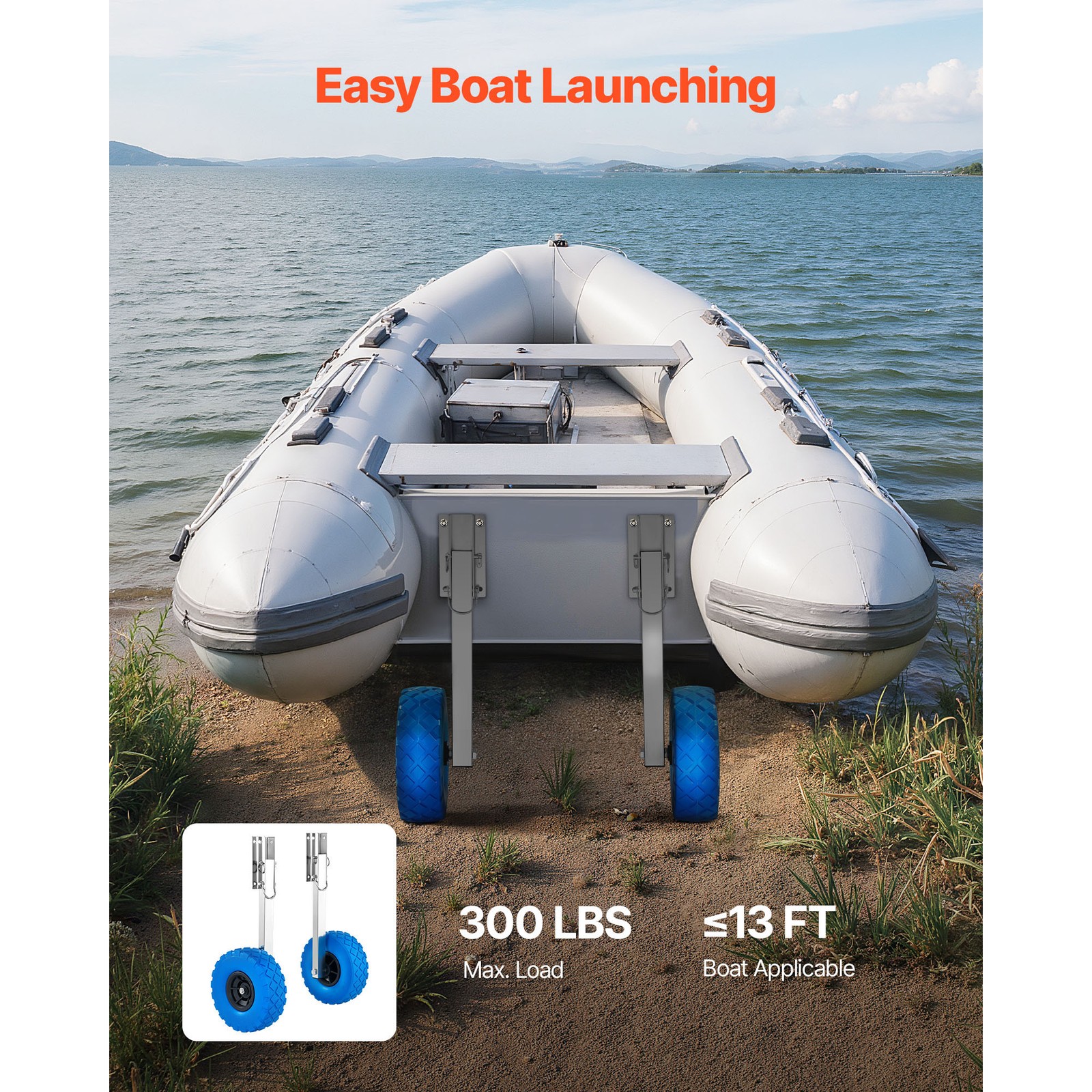 Uimoso 300 lbs Boat Launch Wheels, 10″ Stainless Steel Transom Wheels with Tires