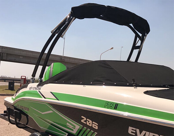 Reborn Launch Wakeboard Tower Black Powder Coated + Pro3 Tower Bimini Top Pkg
