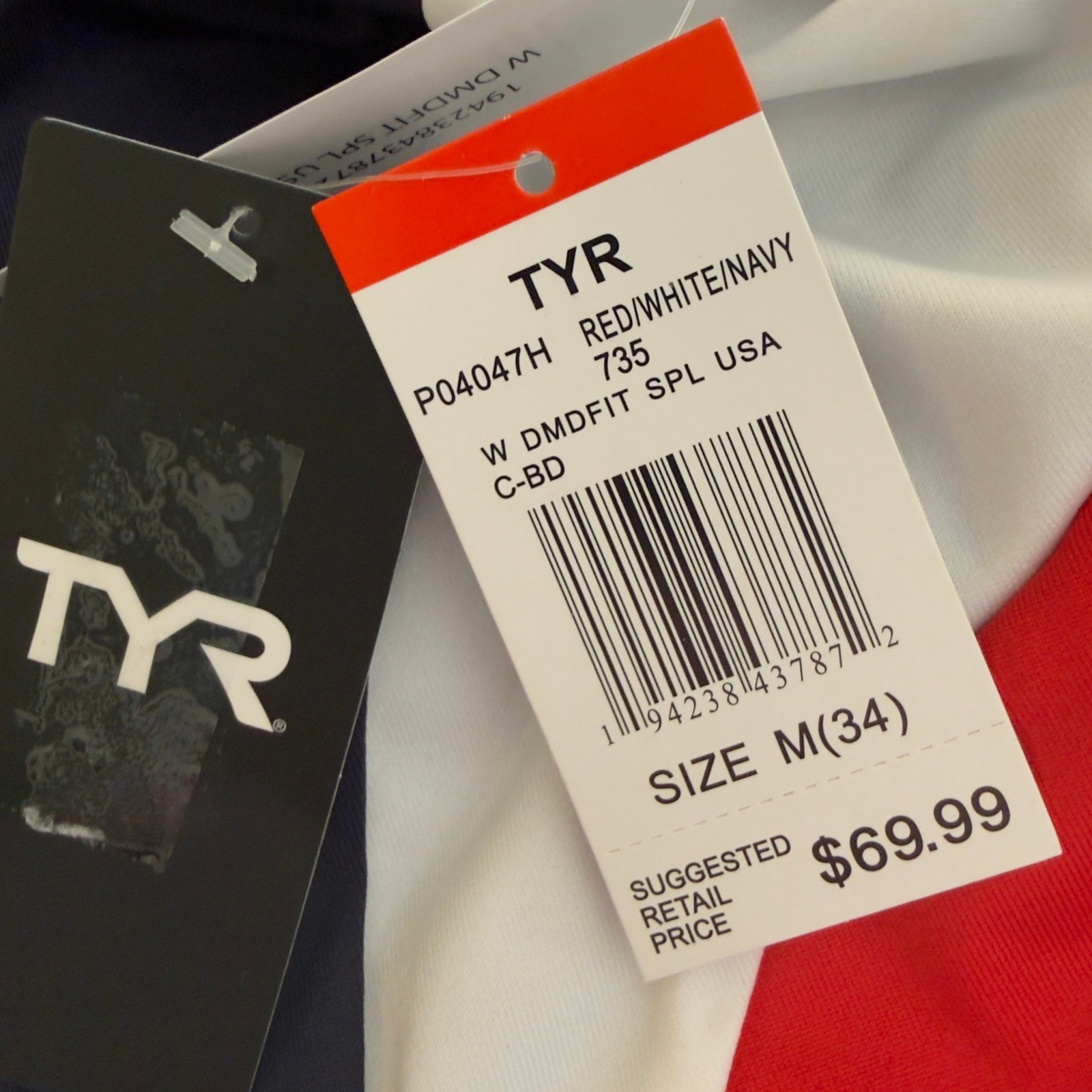 New! TYR Diamondfit Swimsuit Womens Medium 34 Red White Navy Blue Patriotic NWT