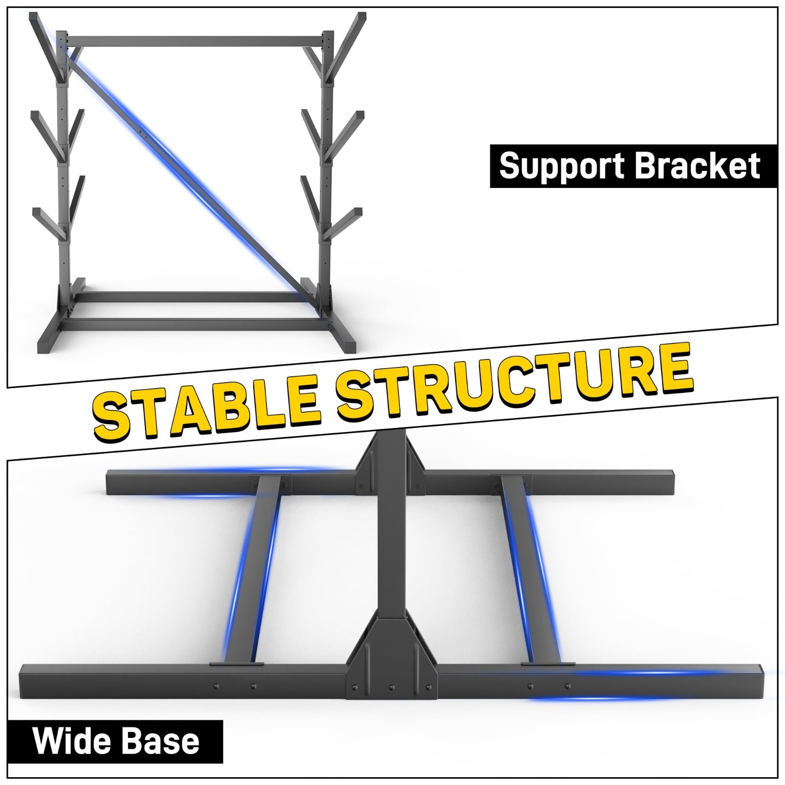 Freestanding Kayak Storage Rack – Adjustable Heavy Duty Stand for Canoe, Surfboa