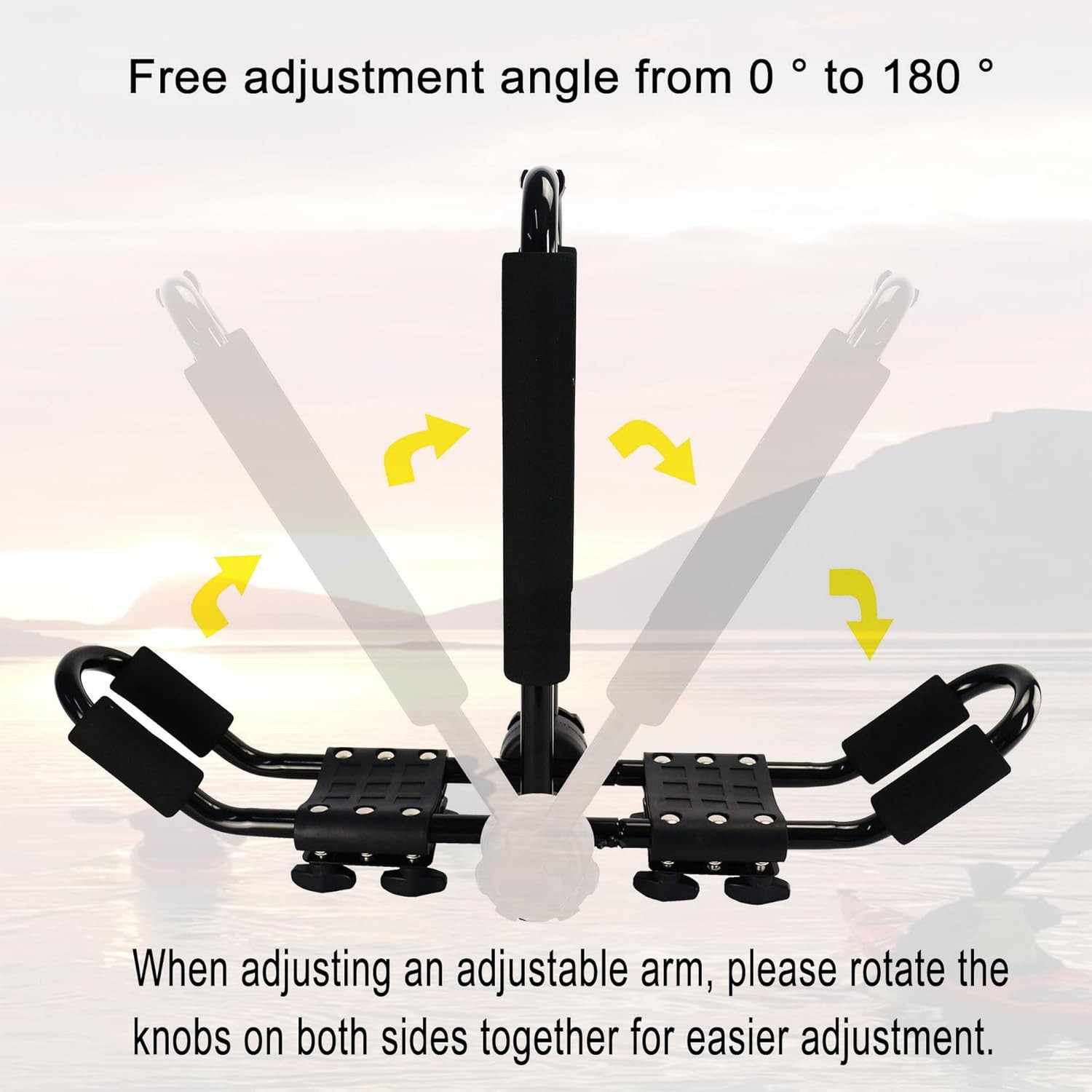 Folding Kayak Roof Rack J-Bar Adjustable | for Kayak/Canoe/Sup, Roof Mounting