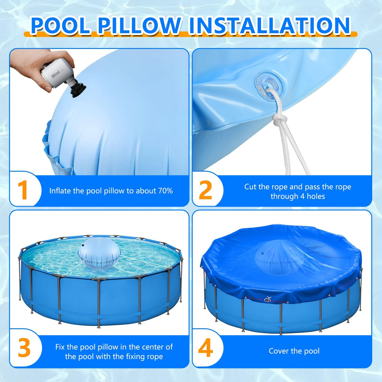 18FT Round Above Ground Pool Cover Thick Pool Cover Protector Cover with Winc…