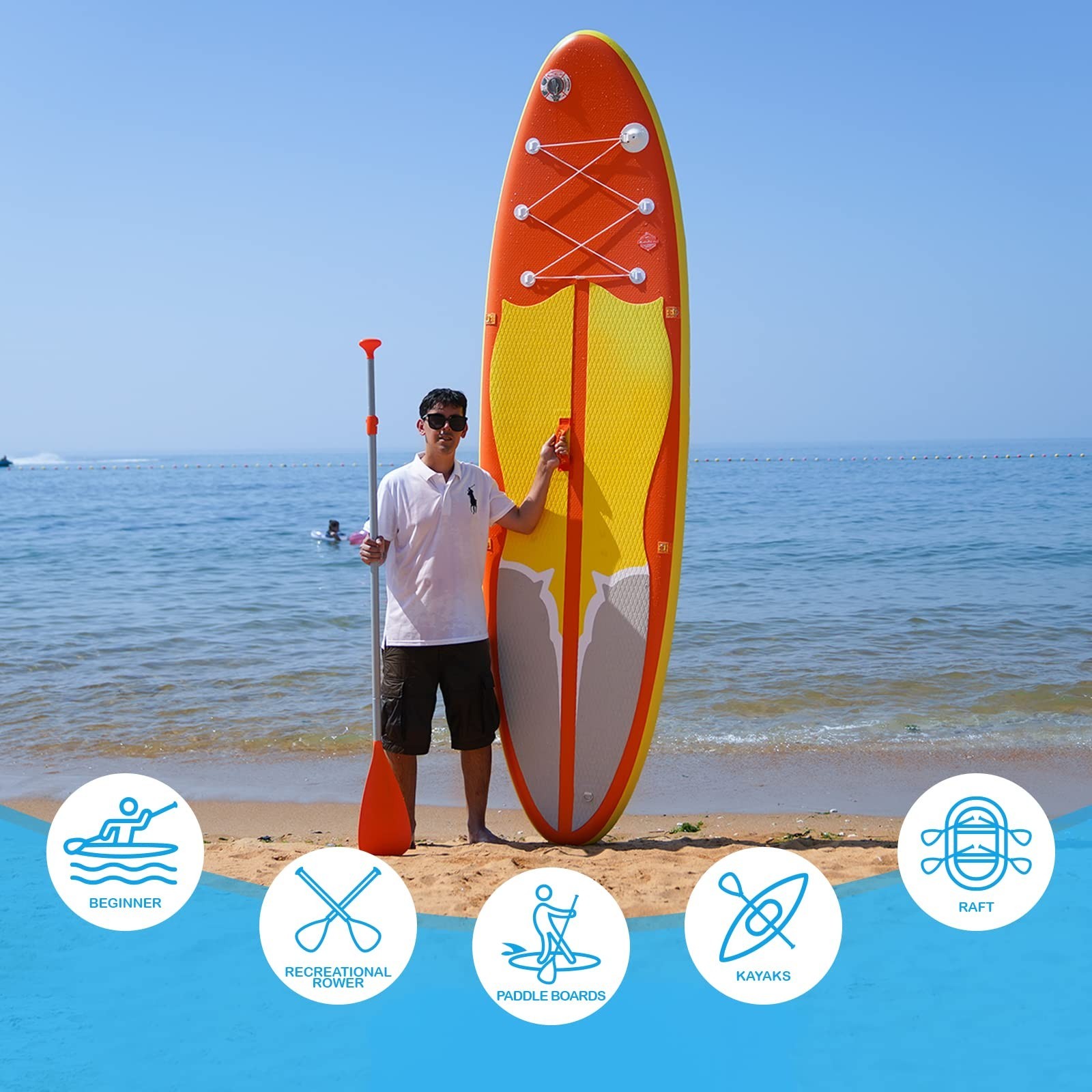 Adjustable 3-Piece SUP Paddle – Lightweight Floating Paddle Board Oars – Durable