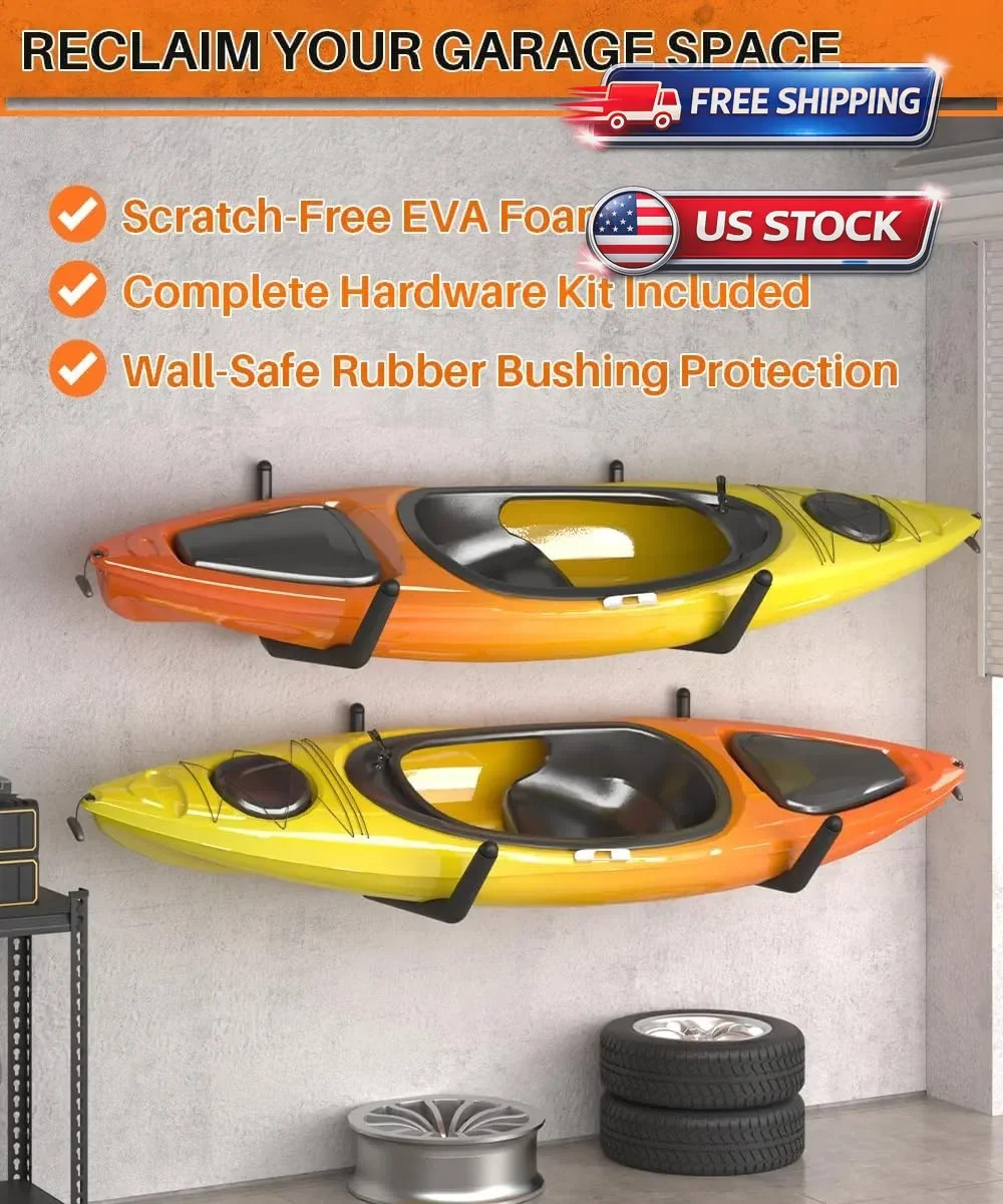 Kayak Storage Hook, Heavy Duty Steel Kayak Storage Rack, Wall Mount Garage Hange
