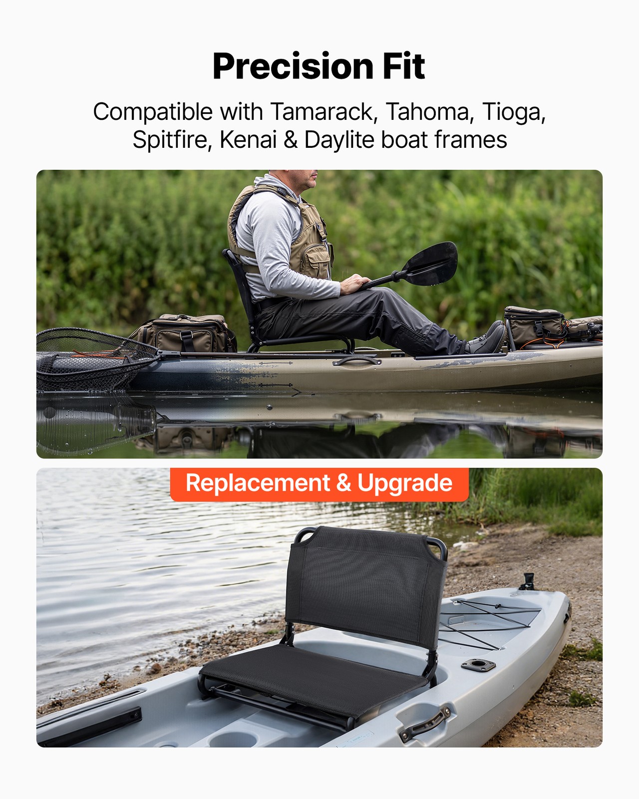 VEVOR Kayak Seat Folding Upgrade Kit for Tamarack Tahoma Tioga Spitfire Kenai