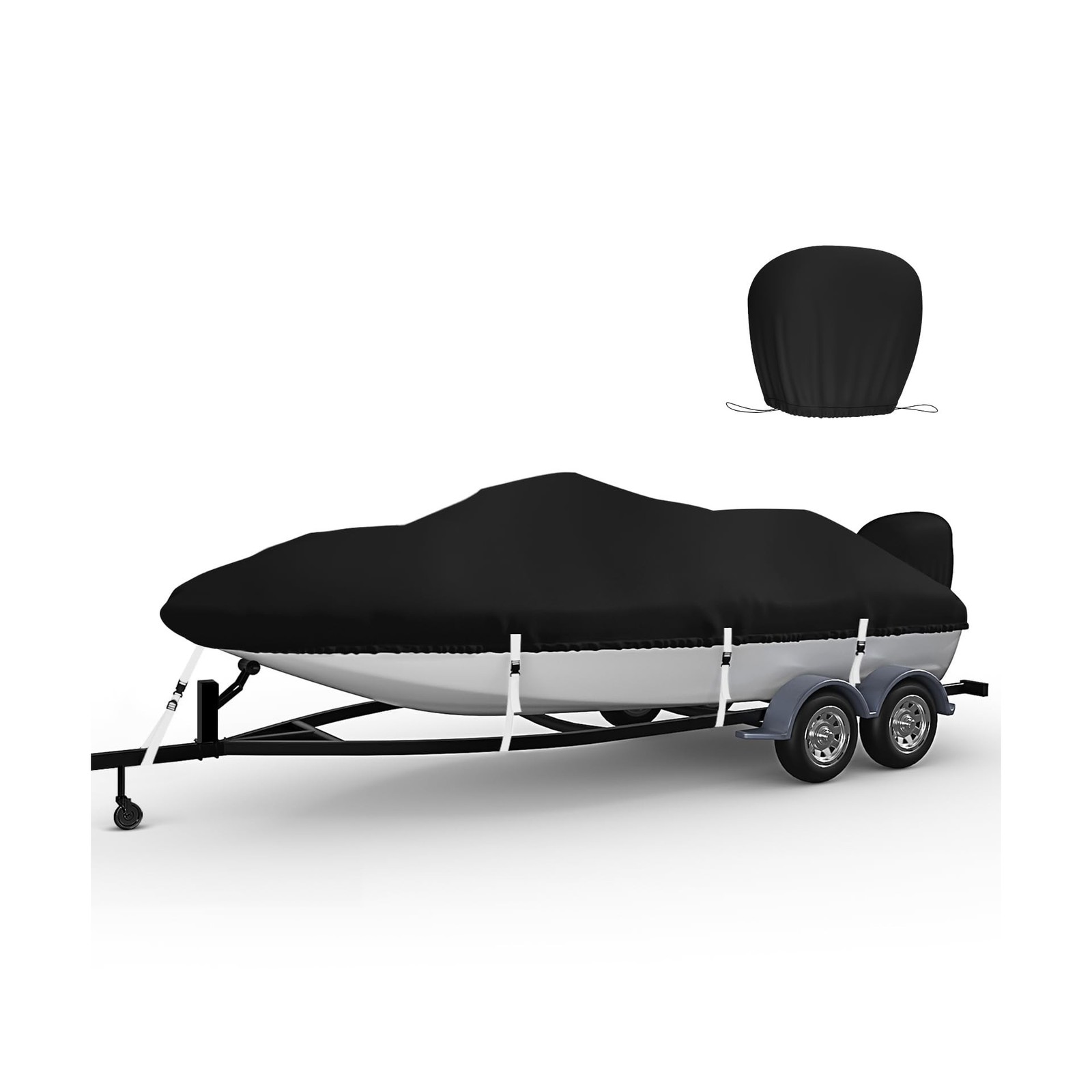 Waterproof Bass Boat Cover 20-22 ft with Motor Cover, 1200D Heavy Duty Bass B…