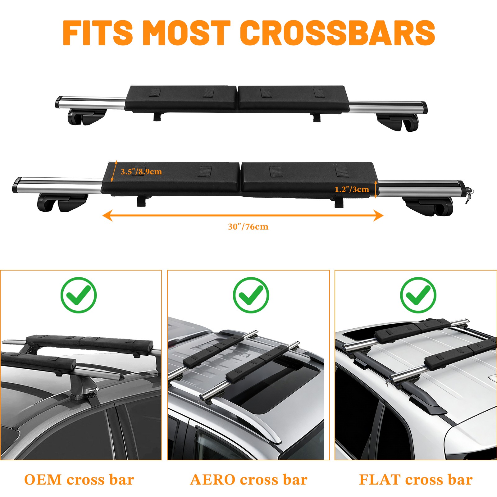 Roof Rack Pads 28″ Soft Aero Fit Various Crossbars Silicone Tie Down Straps Bag
