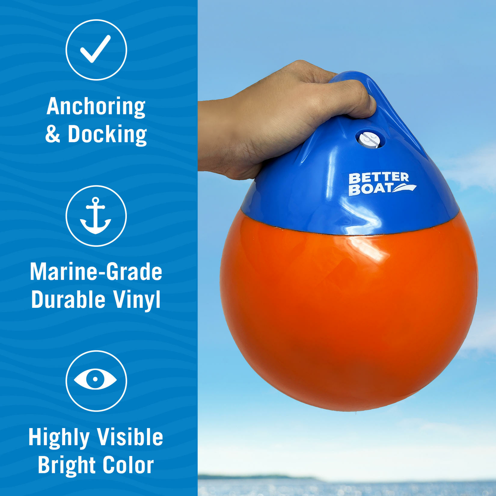 Anchor Bouy and Retrieval Ring Vinyl Boat Buoy Balls Round Mooring Marker