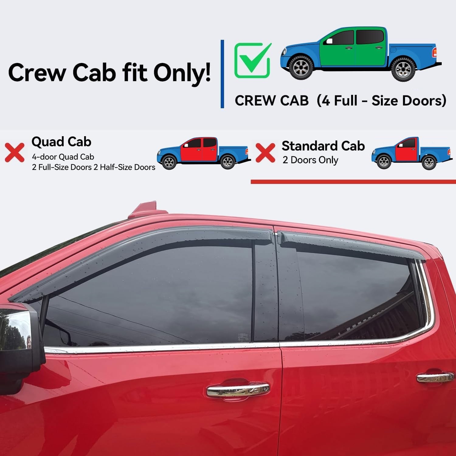 Window Visors Rain Guards for 2019-2026 Dodge Ram 1500 Crew Cab (New Body Sty…