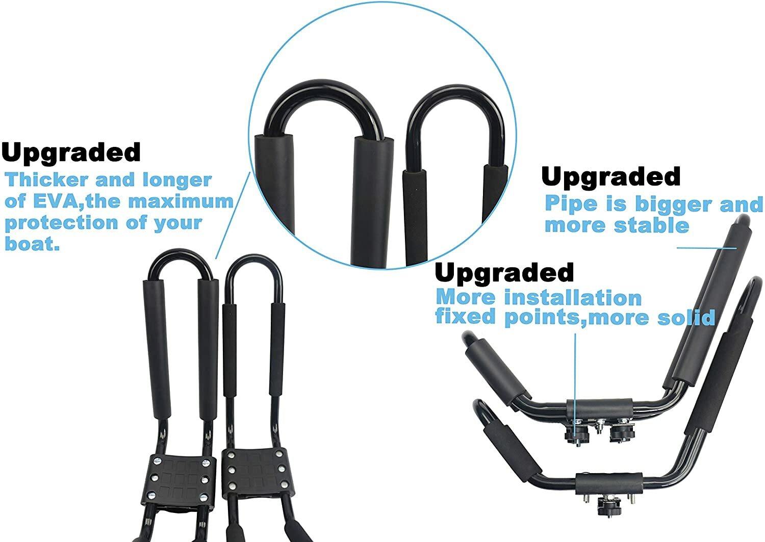 Universal J-Bar Kayak Carrier Heavy Duty Canoe Car Top Mount Carrier Roof Rack