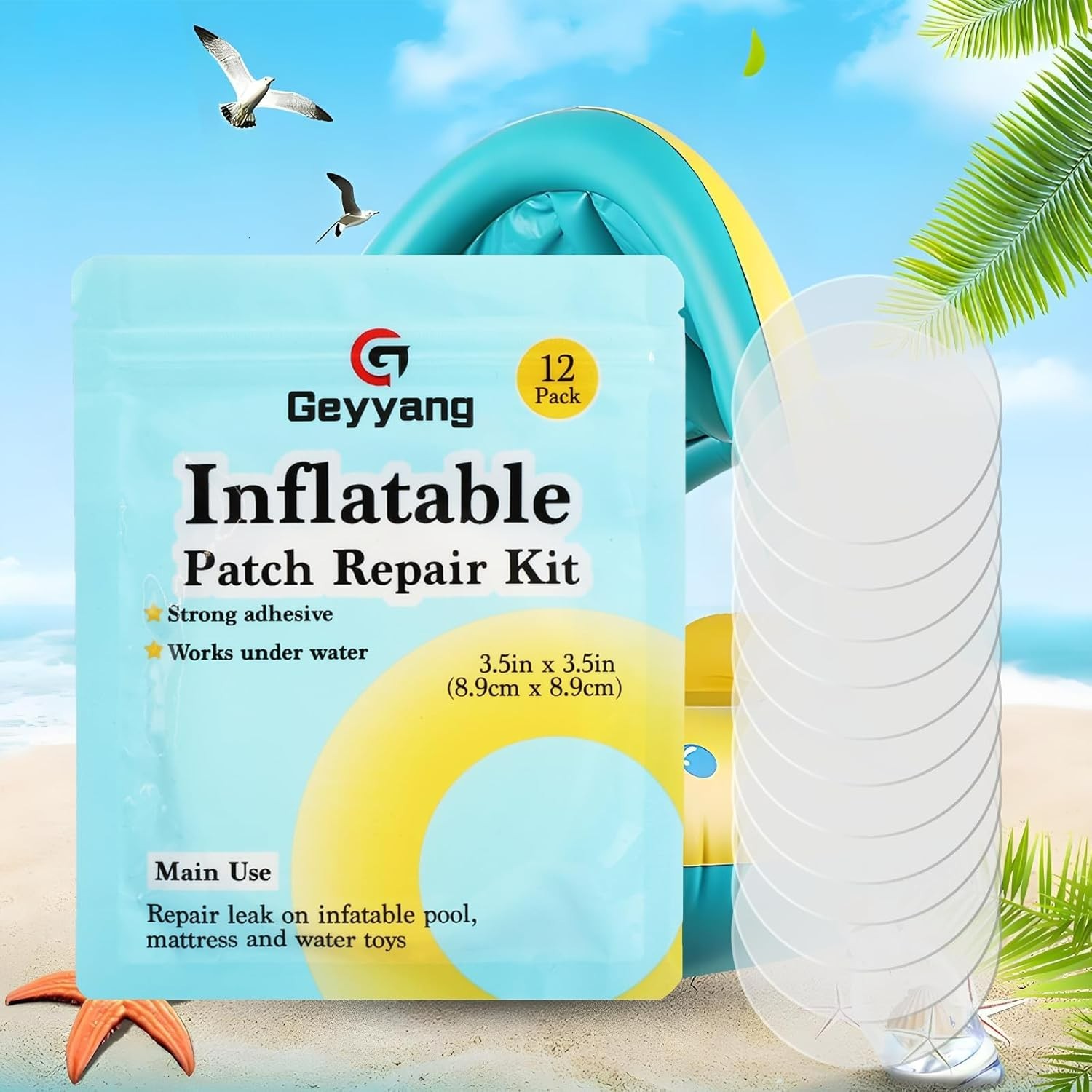 Inflatable Patch Kit – 12PCS TPU Repair Tape for Pools and Airbeds – Easy to Use