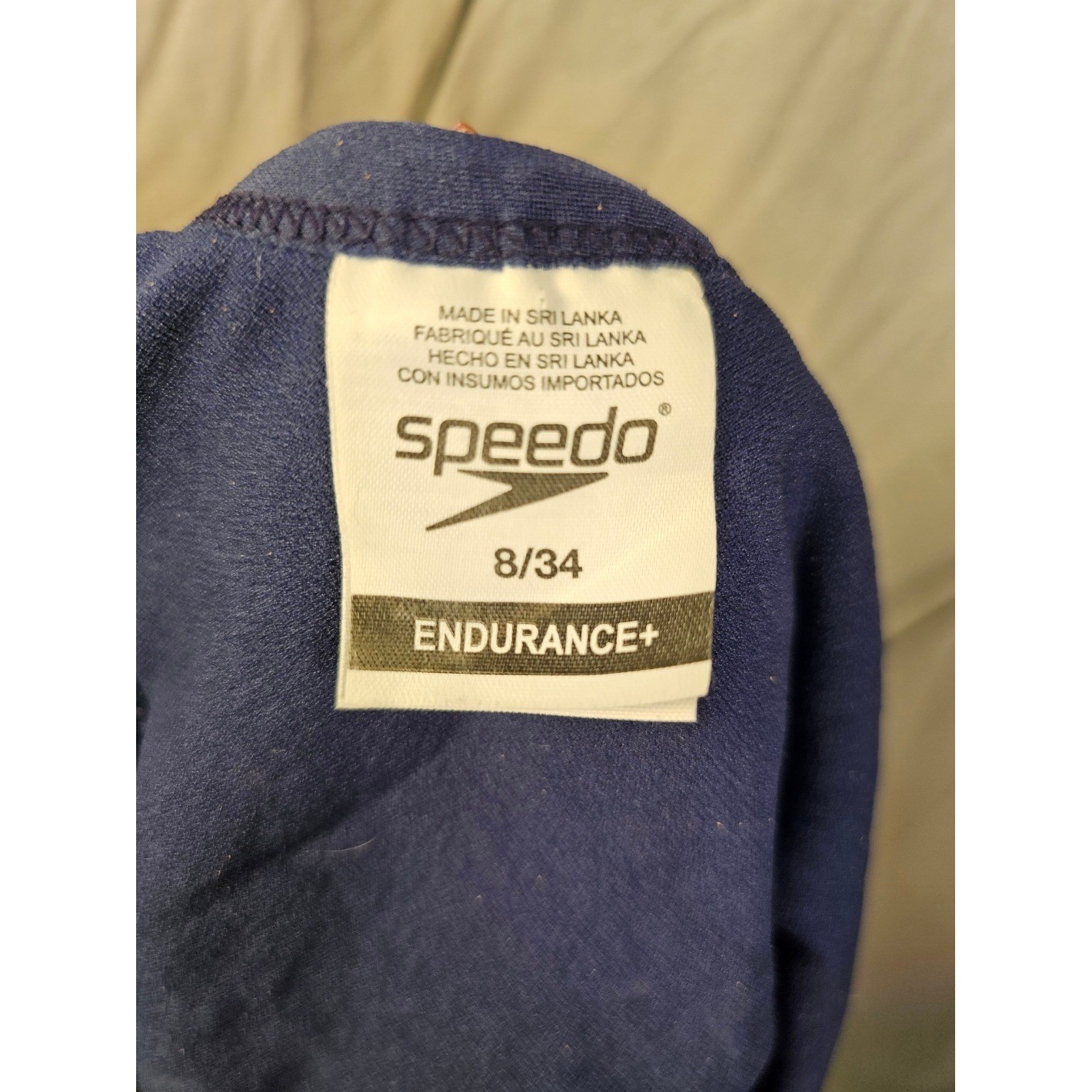 Speedo Endurance+ Womens Navy Blue Crossback One Piece Swimsuit Size 8/34