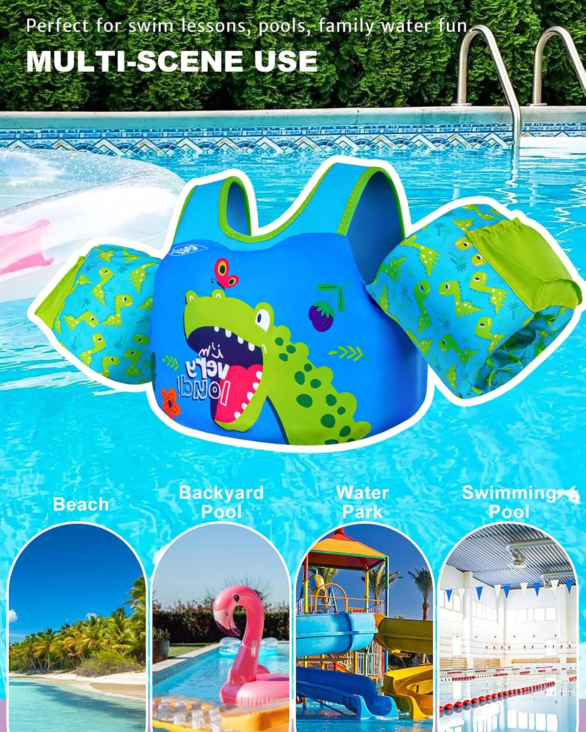 Puddle Float Jumper 20-30-50-60-70 Pounds, Toddler Swim Vest for 1-3-5-6-9 Years