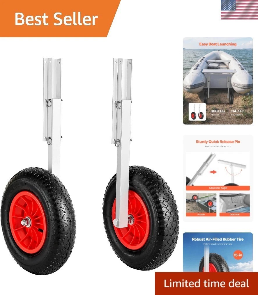 Folding Boat Launching Wheels with Quick Release Pins – Heavy Duty 300 Lbs