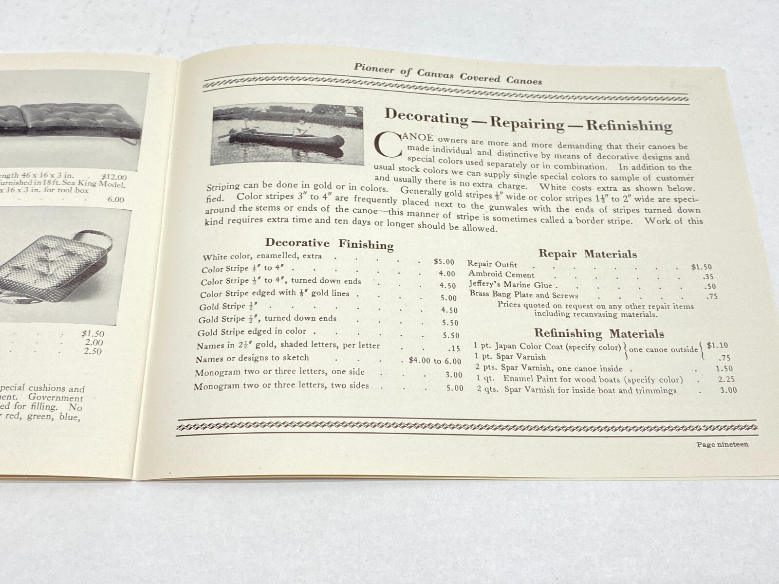 1930 Carleton Canoe Catalog / Booklet w Graphic Cover Old Town MAINE ME Paddles