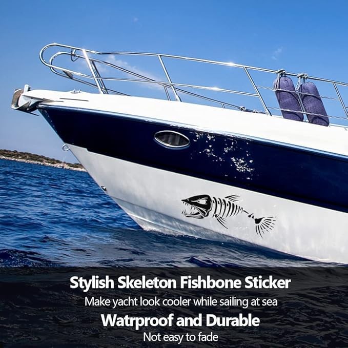 Mesinurs 11 W X 38 L Large Size Boat Skeleton Fish Decals – Marine Shark Bone