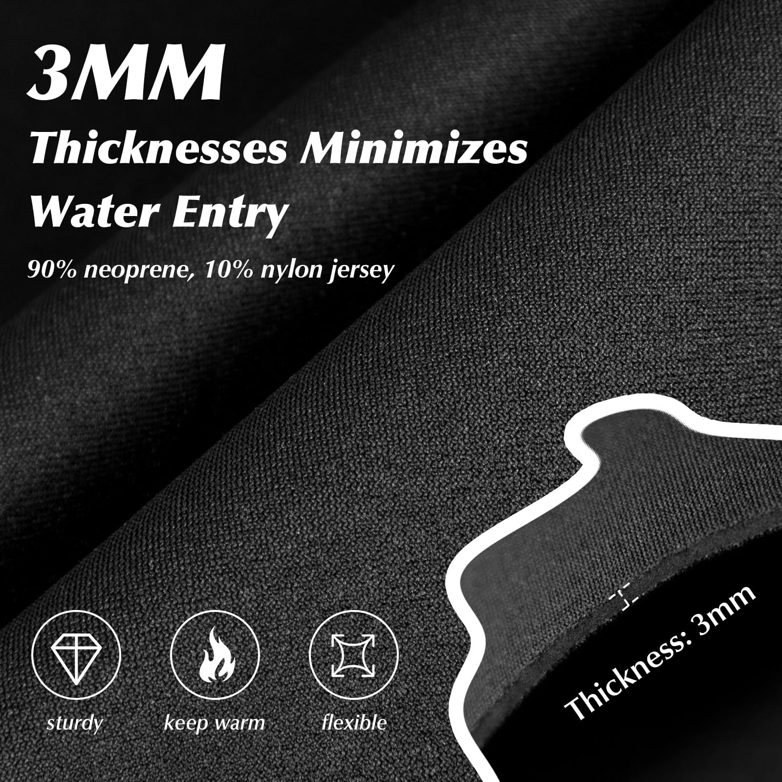 Yakevo Neoprene Socks, Water Socks 3 mm Diving Booties X-Large, Black