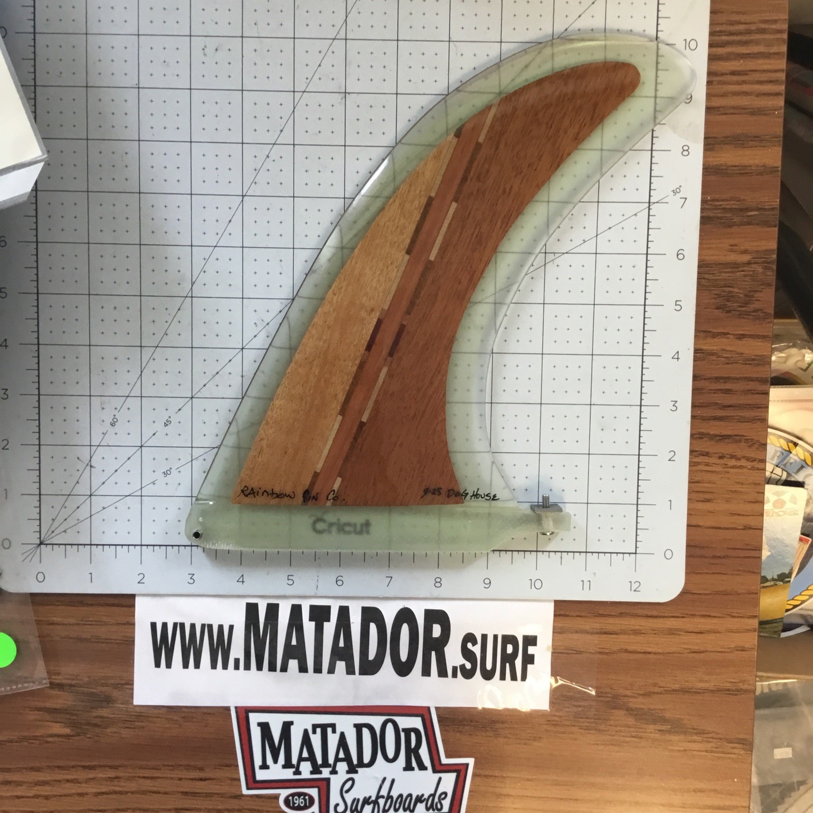 RFC 9 1/4” Dog House California Wooden surfboard fin Surf Surfing