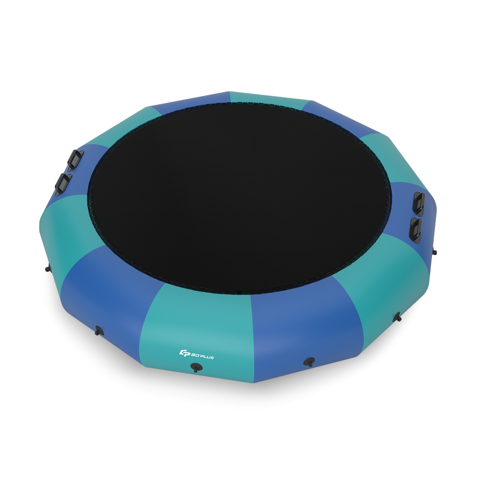 Goplus 15FT Inflatable Water Bouncer Splash Padded Water Trampoline Blue & Green