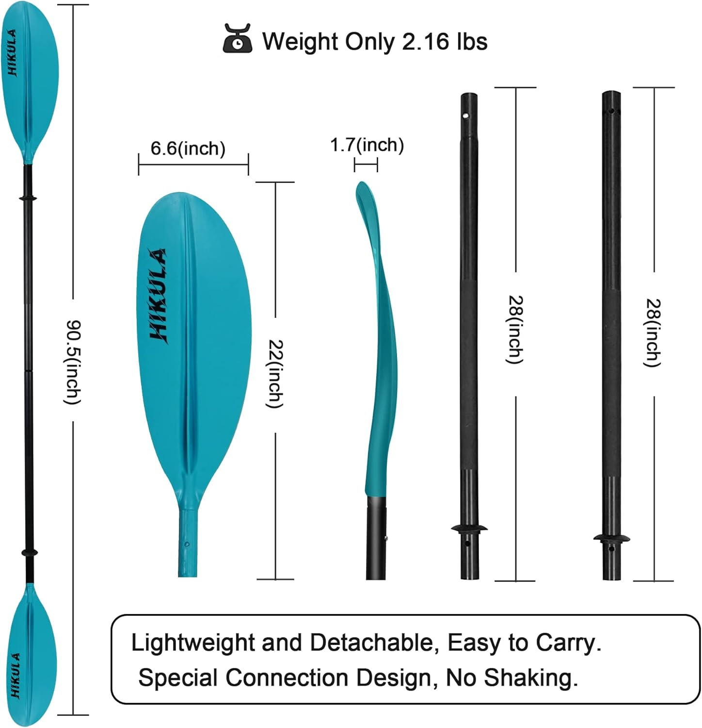 4-Piece Kayak Paddle Aluminum Shaft PP Blade 220-230cm Lightweight Floating